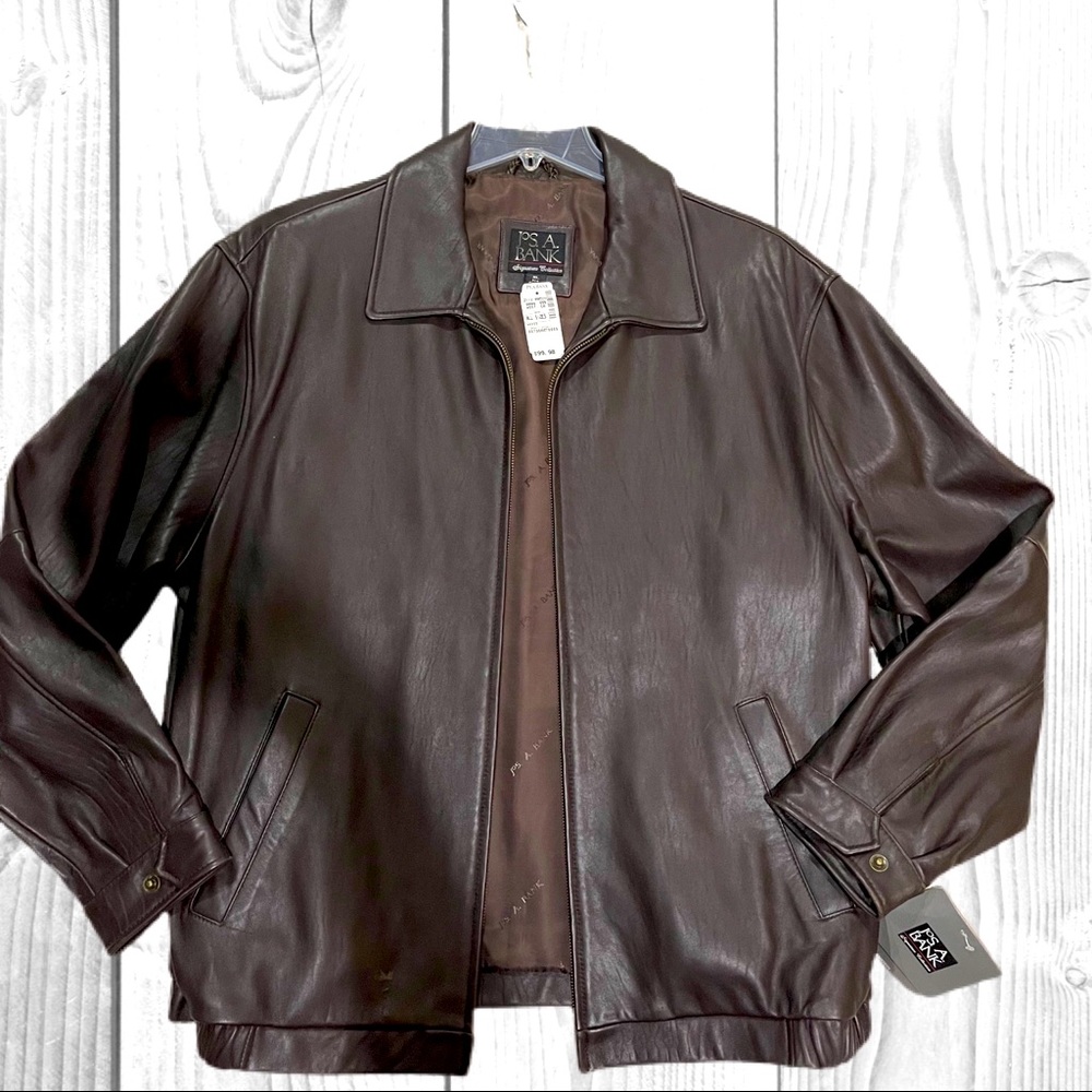 Mens Jos A Bank Leather Jacket Large NWT
